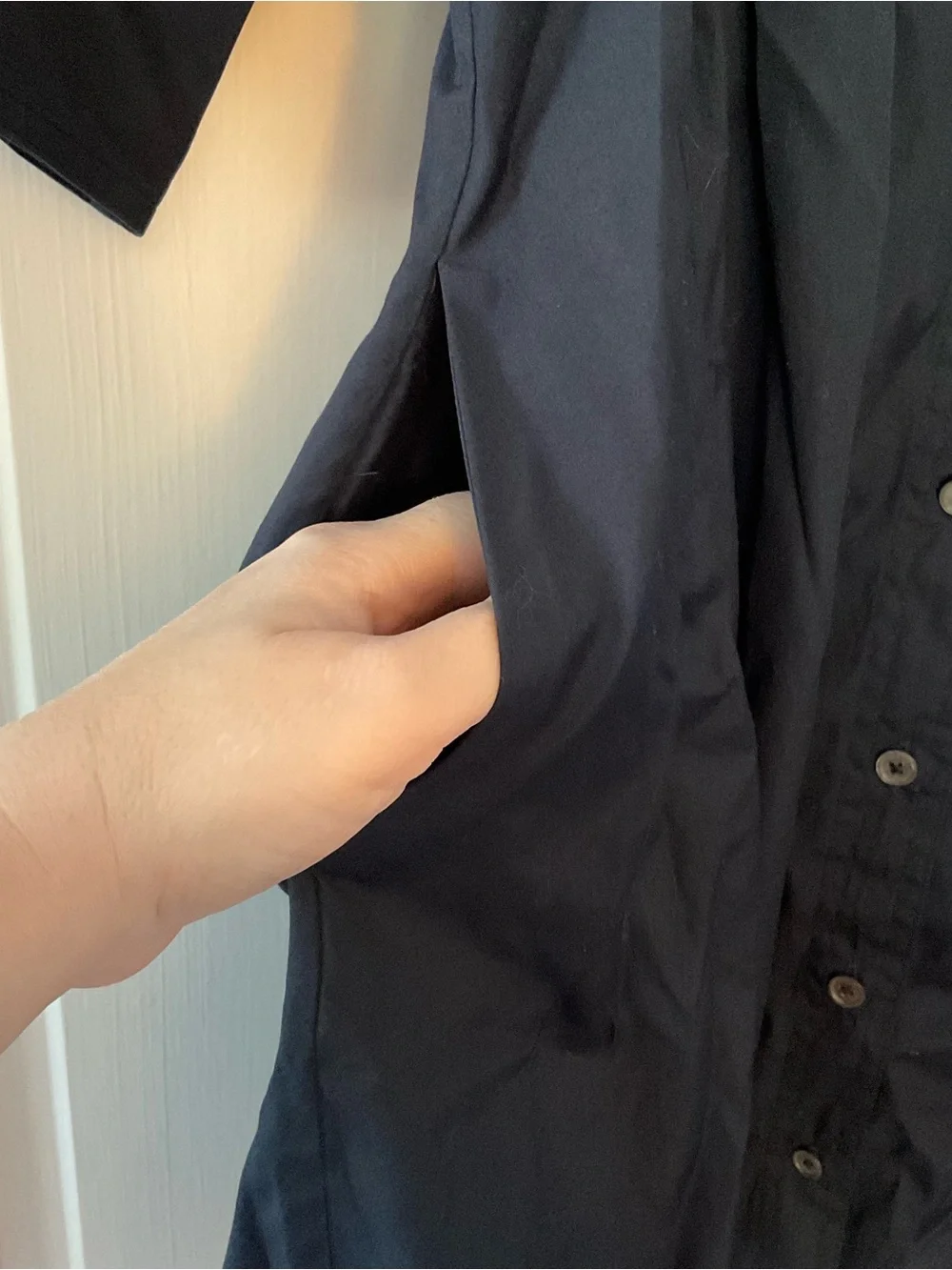 Madewell Sculptural-Sleeve Pleated Mini Dress‎ Navy Blue 8 NEW Dark Academia